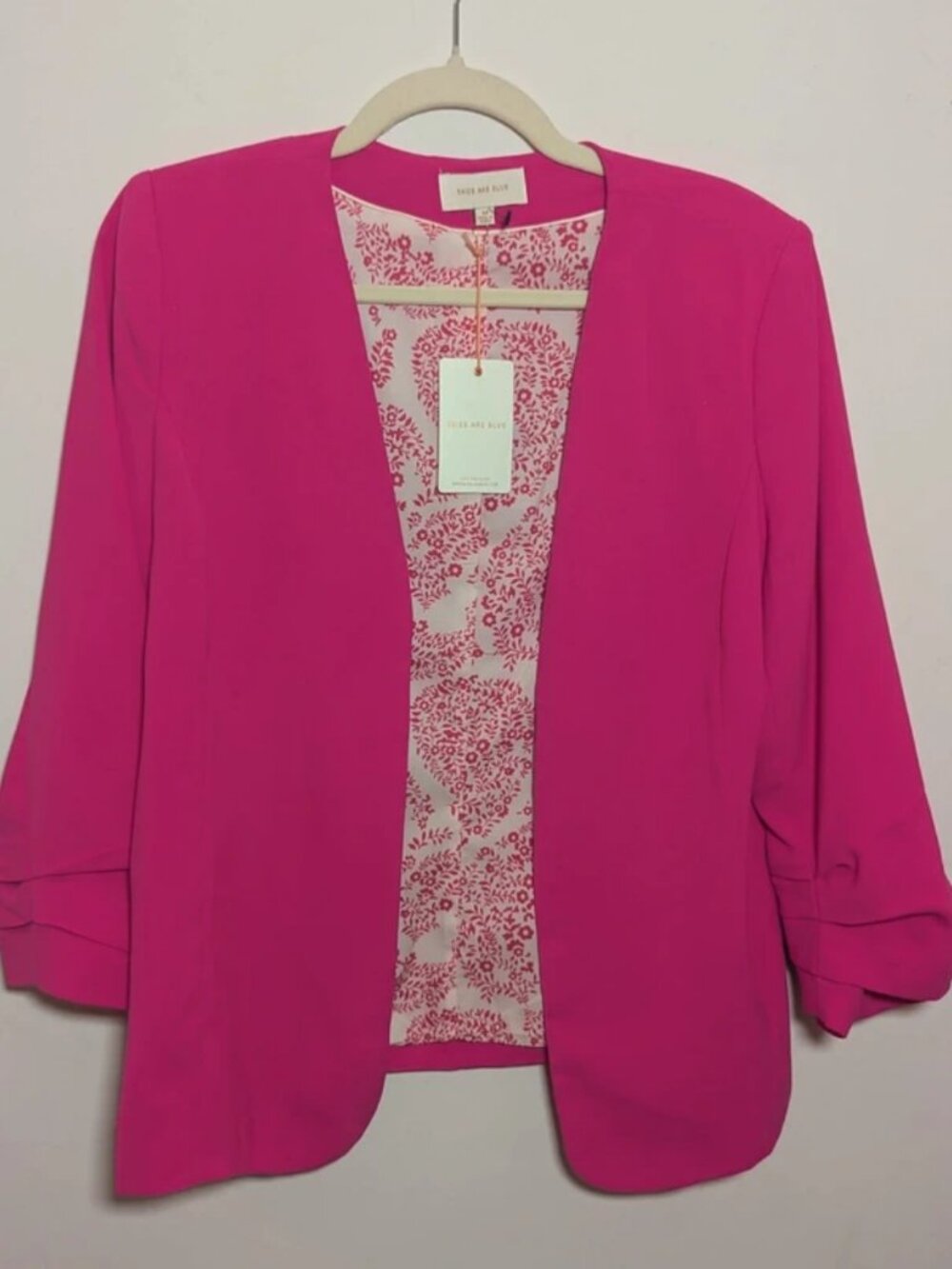 NWT Skies Are Blue Women's Pink Open Front Blazer Size Medium